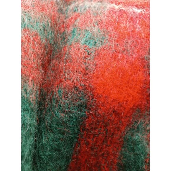 Vintage Heather Brae Mohair Scotland Throw Blanket Red 52" X 62" Christmas Wool - Picture 4 of 7